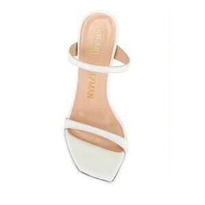 Stuart Weitzman Aleena 75 Block Sandal Heel White Smooth Calf Leather Size 8 NIB